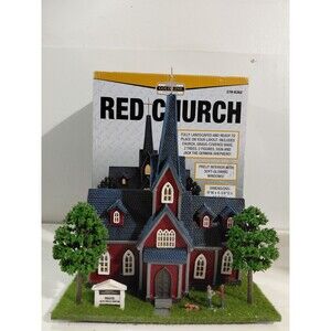 Menards 279-6362 HO Gauge Model Railroad Lighted Red Church Building